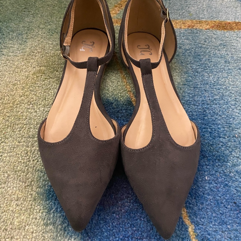Dark Grey Pointed Toe Flats